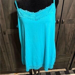 Elegant Teal Lace Trim Camisole